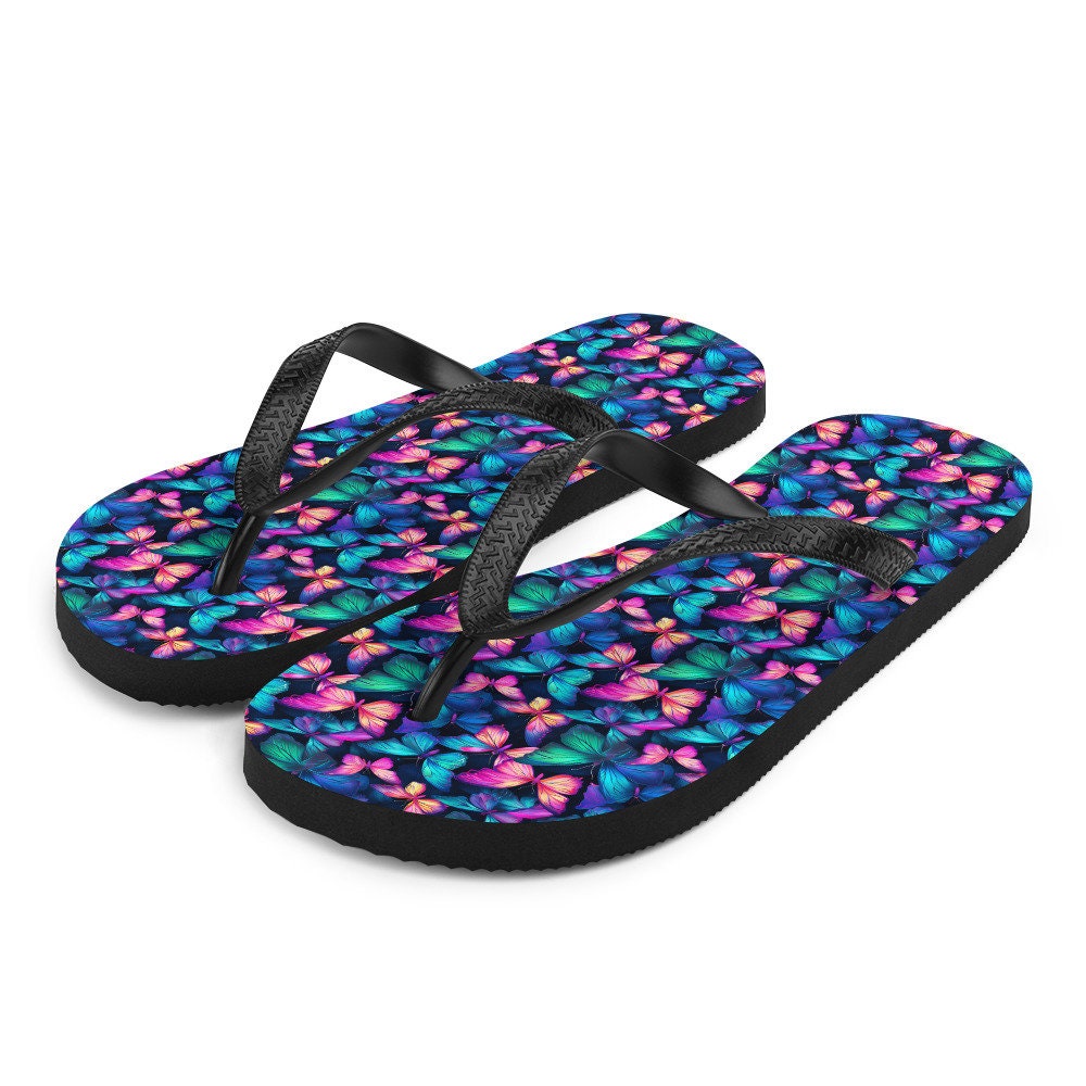 hippieartzone - Iridescent Butterfly Flip Flops