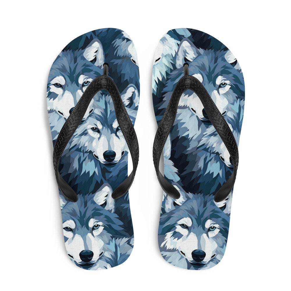 hippieartzone - Gray Wolf Flip Flops