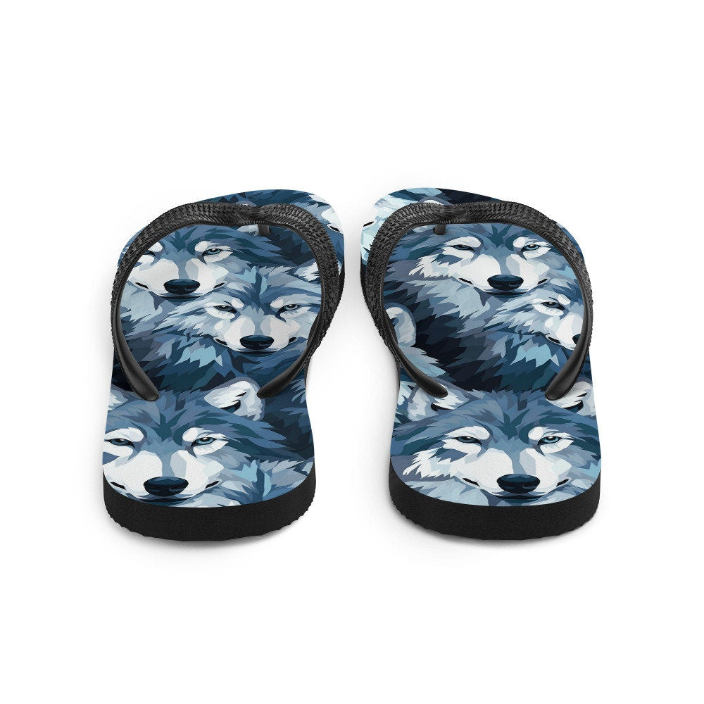 hippieartzone - Gray Wolf Flip Flops