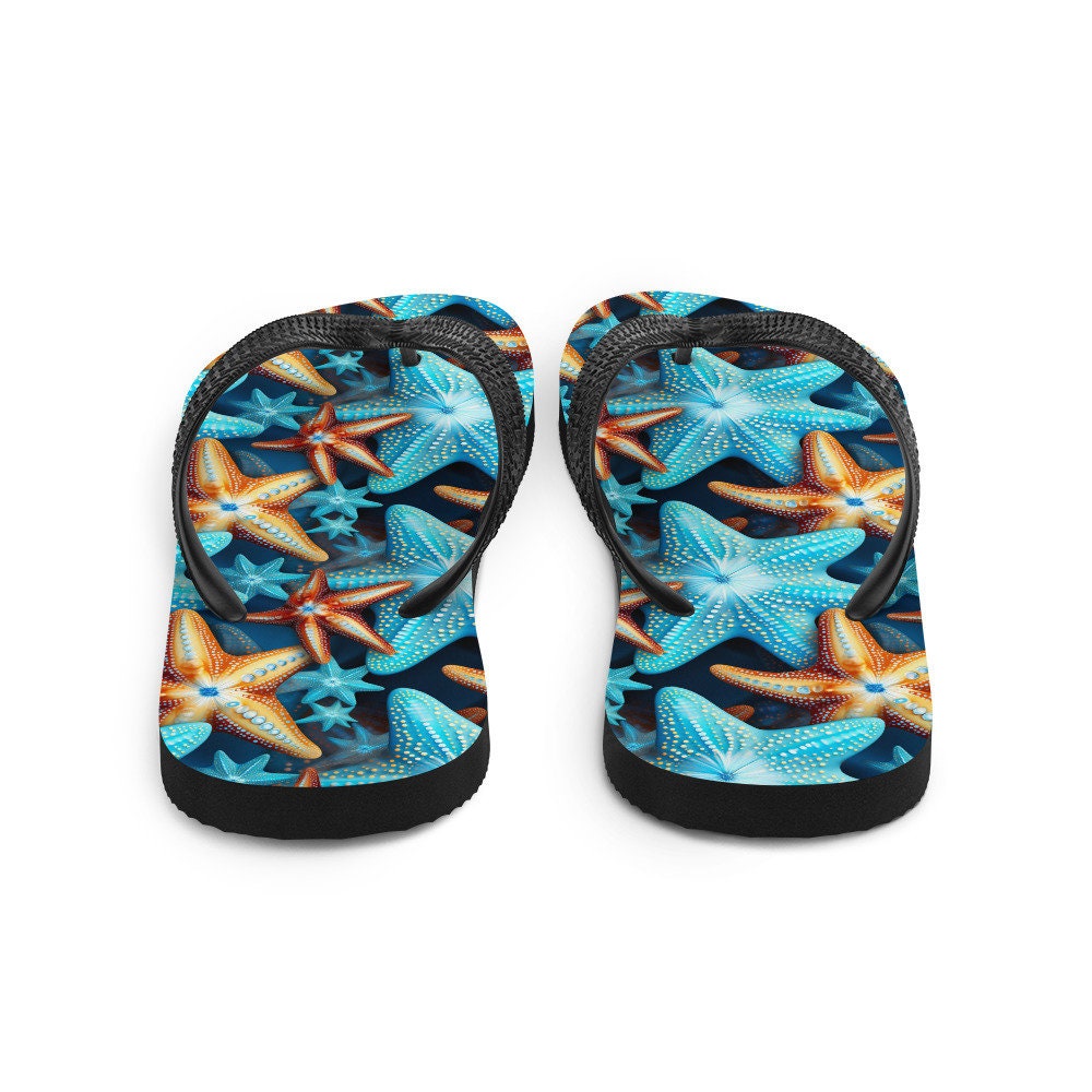 hippieartzone - Blue and Orange Starfish Flip Flops