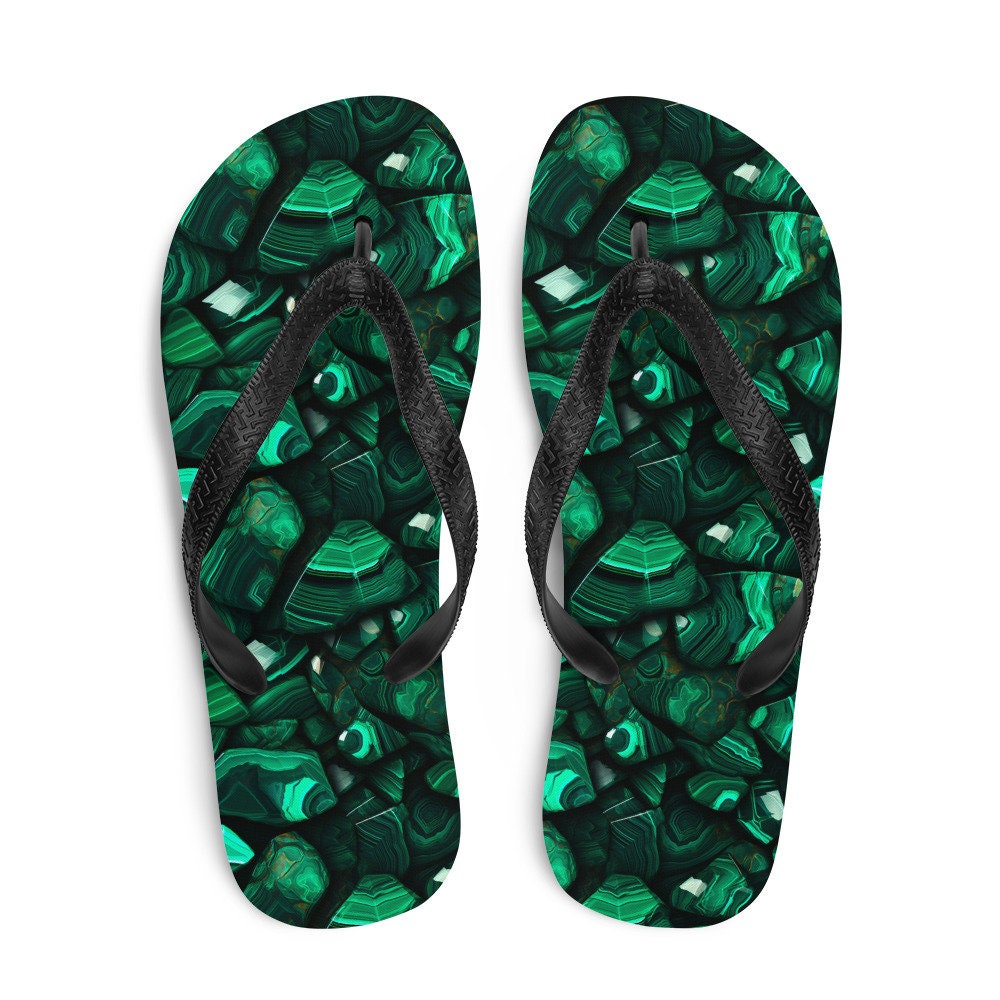 hippieartzone - Malachite Pattern Flip Flops