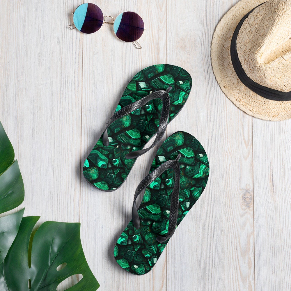 hippieartzone - Malachite Pattern Flip Flops
