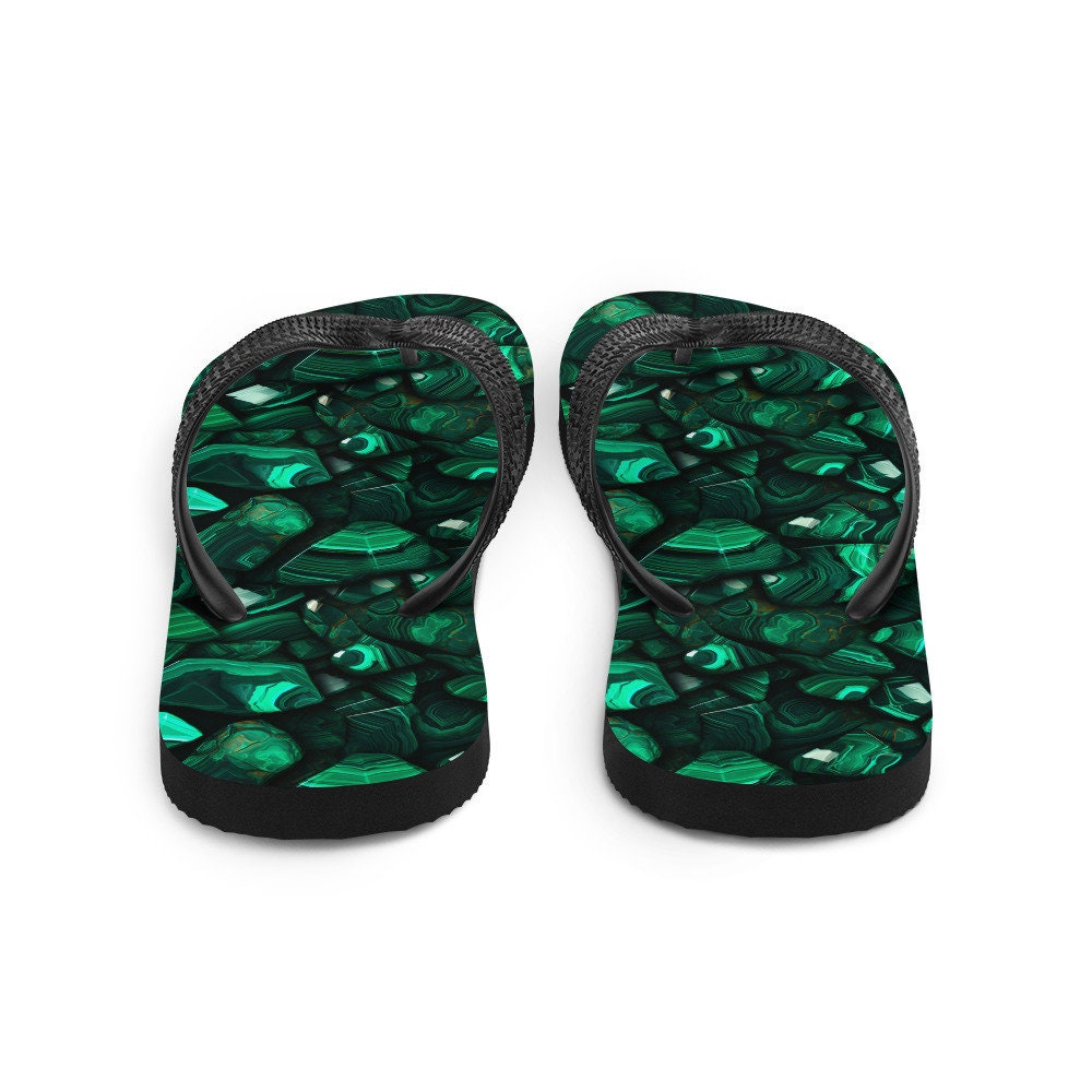 hippieartzone - Malachite Pattern Flip Flops