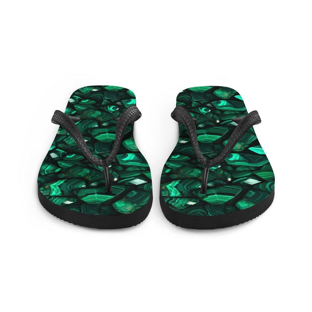 hippieartzone - Malachite Pattern Flip Flops