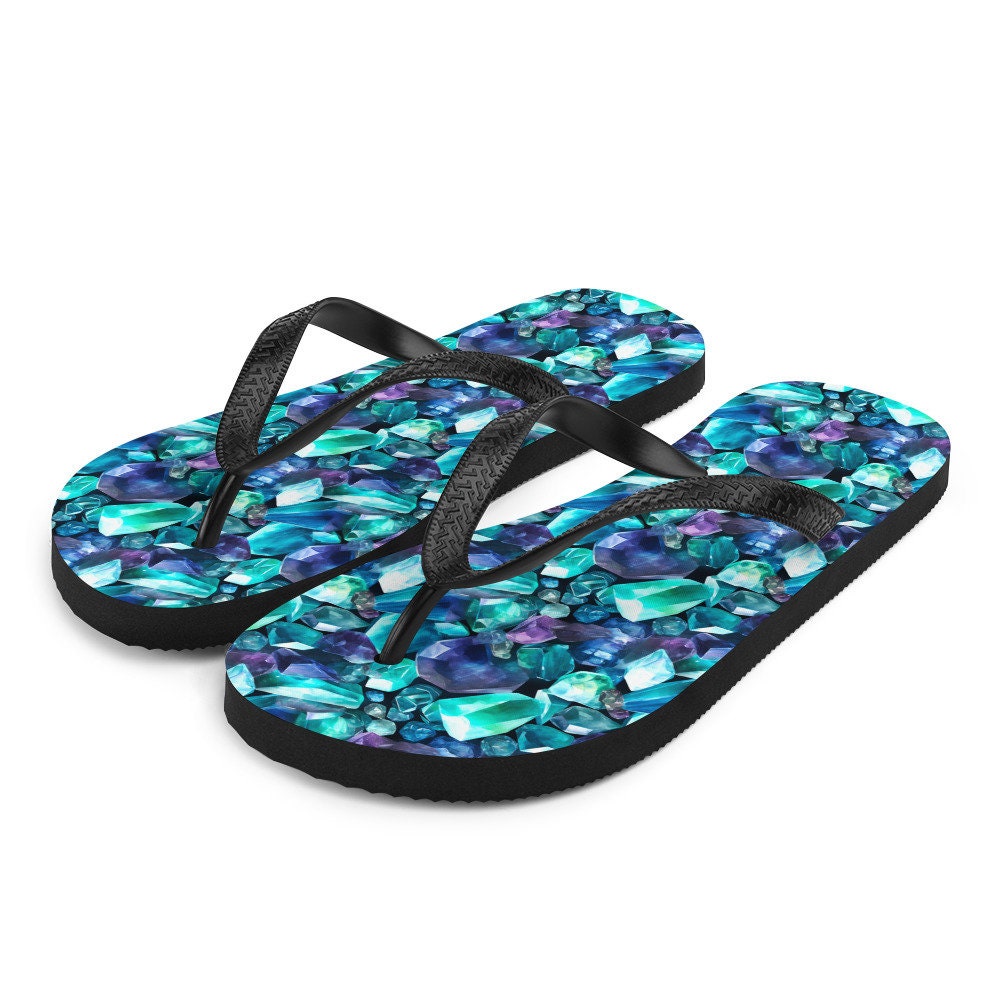 hippieartzone - Fluorite Gemstone Pattern Flip Flops