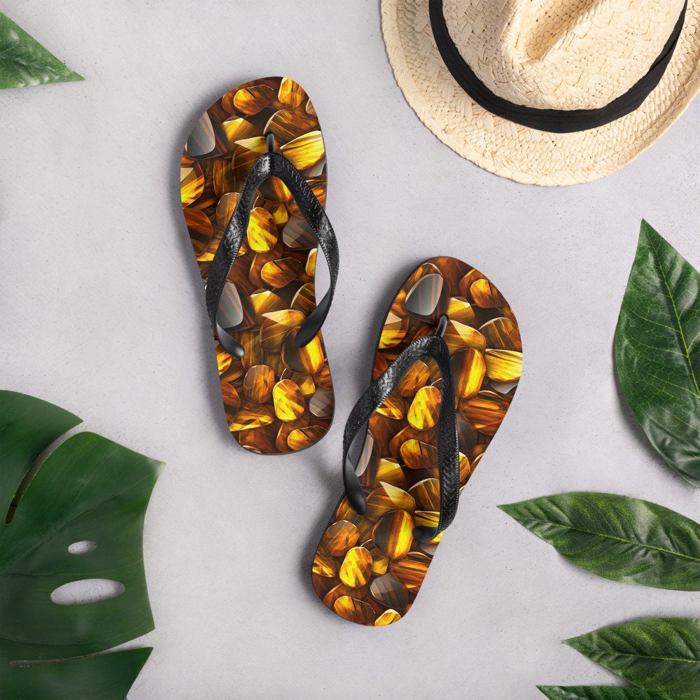 hippieartzone - Bold Tiger&#39;s Eye Flip Flops