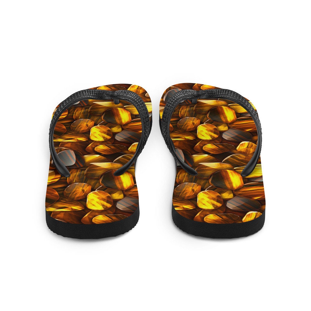 hippieartzone - Bold Tiger&#39;s Eye Flip Flops