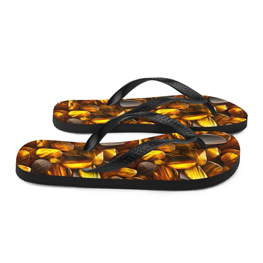 hippieartzone - Bold Tiger&#39;s Eye Flip Flops