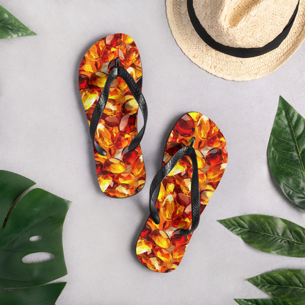 hippieartzone - Vibrant Amber Summer Flip Flops