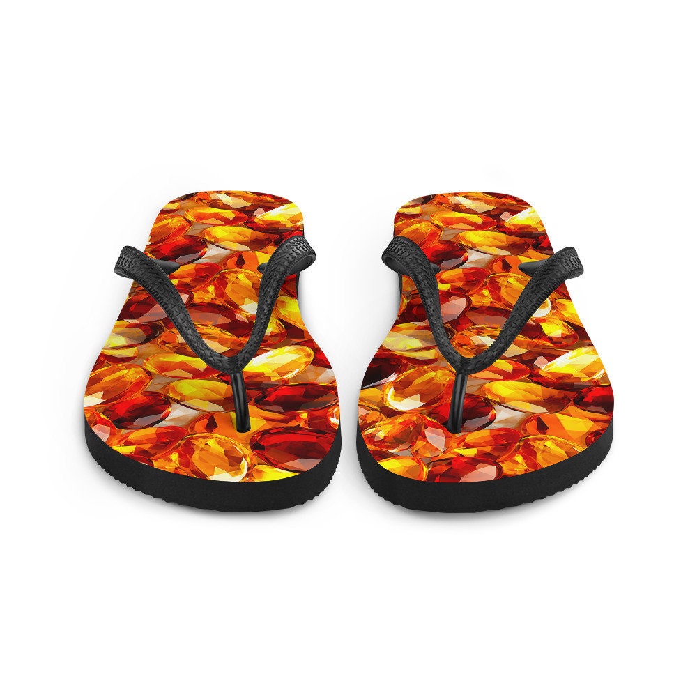 hippieartzone - Vibrant Amber Summer Flip Flops