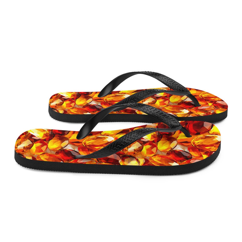 hippieartzone - Vibrant Amber Summer Flip Flops