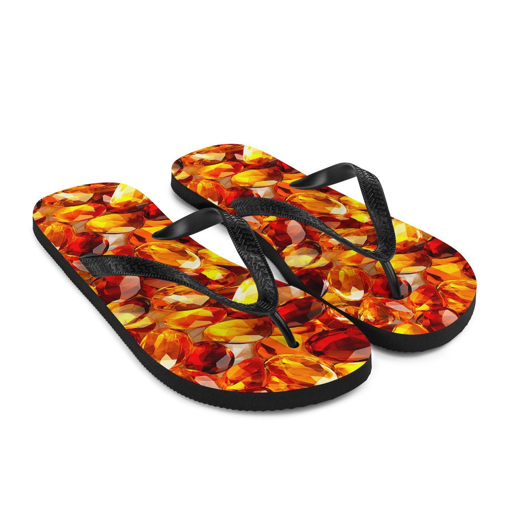 hippieartzone - Vibrant Amber Summer Flip Flops