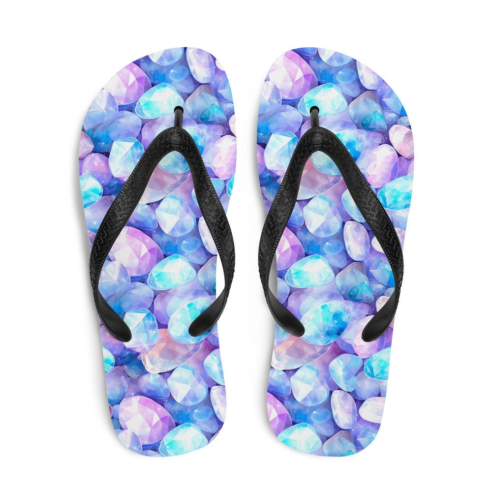 hippieartzone - Vibrant Rainbow Moonstone Summer Flip Flops