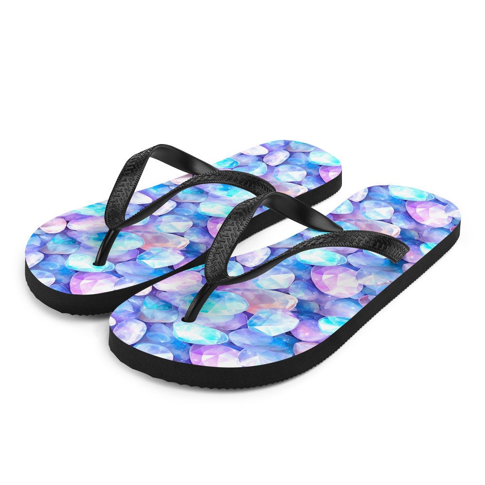 hippieartzone - Vibrant Rainbow Moonstone Summer Flip Flops