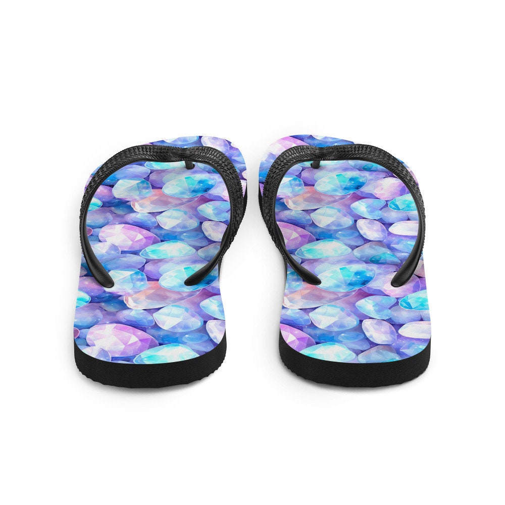 hippieartzone - Vibrant Rainbow Moonstone Summer Flip Flops