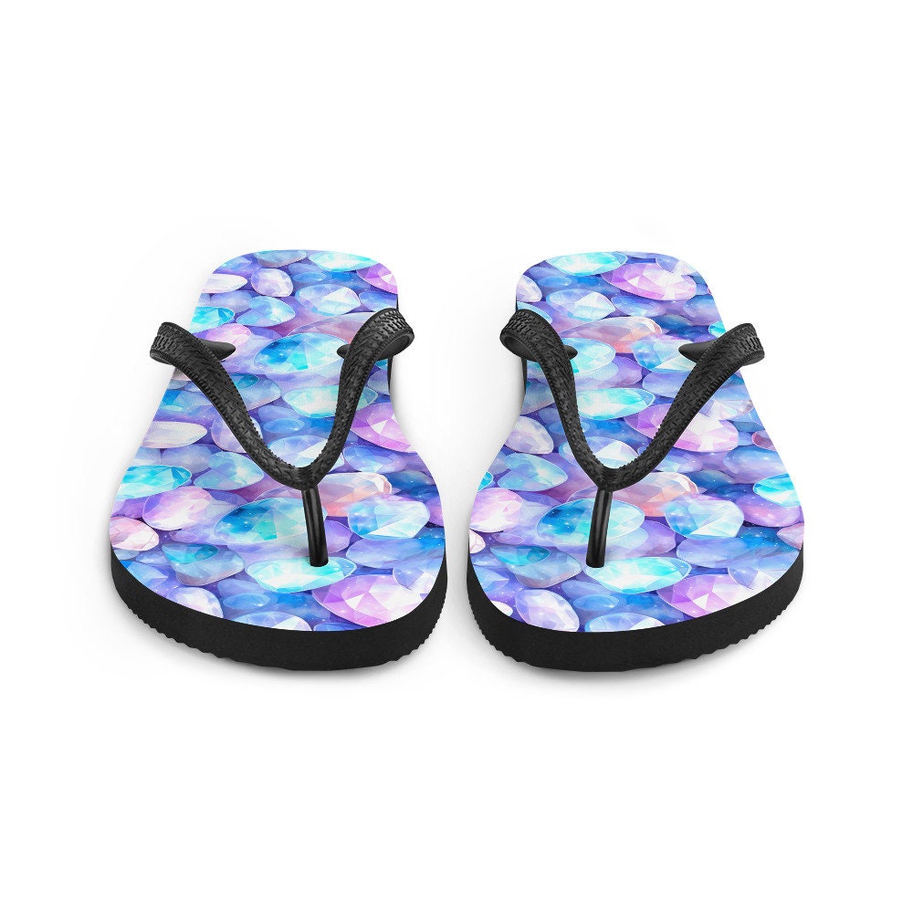 hippieartzone - Vibrant Rainbow Moonstone Summer Flip Flops