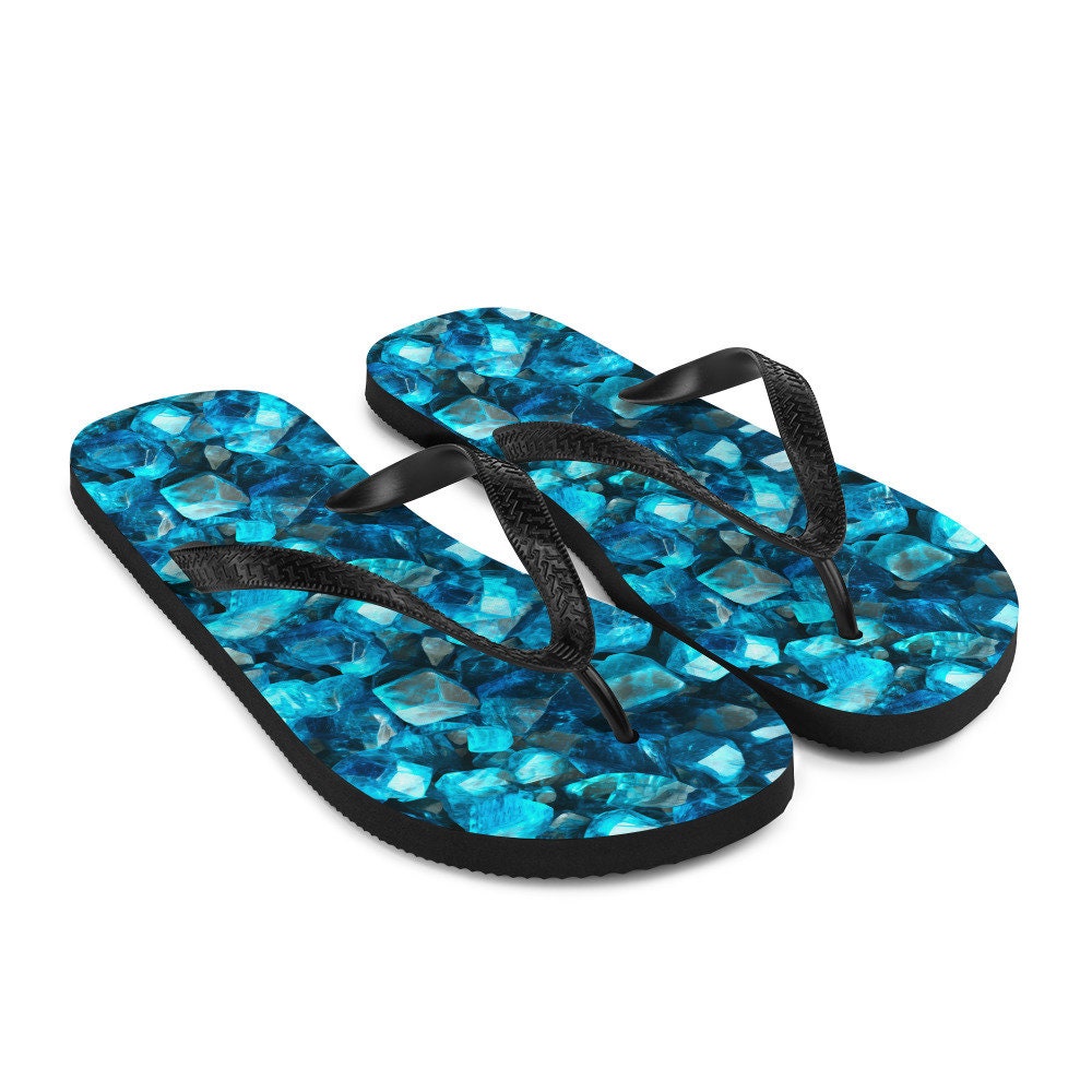 hippieartzone - Serene Blue Apatite Summer Flip Flops