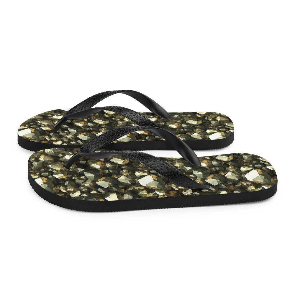 hippieartzone - Golden Pyrite Summer Flip Flops