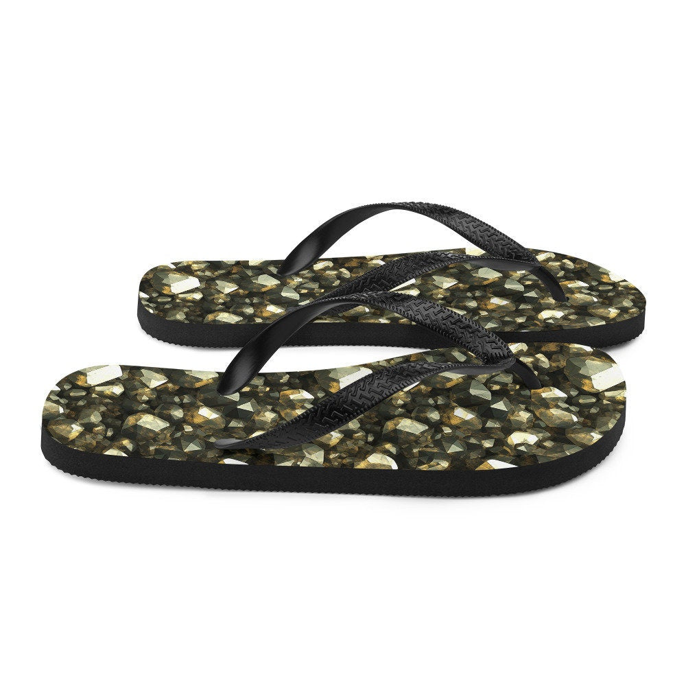 hippieartzone - Golden Pyrite Summer Flip Flops