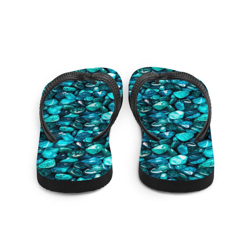 hippieartzone - Protective Turquoise Summer Flip Flops