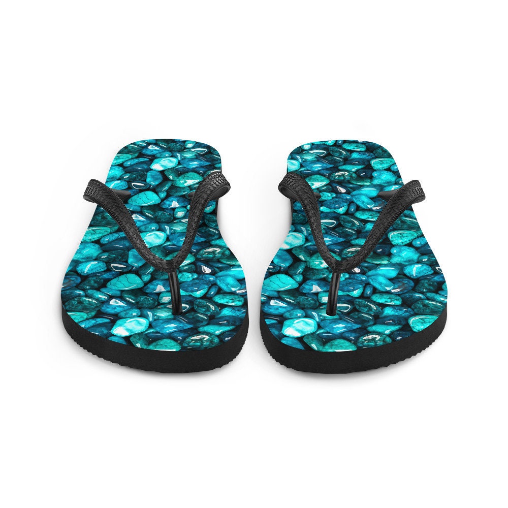 hippieartzone - Protective Turquoise Summer Flip Flops