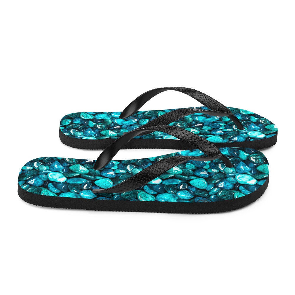 hippieartzone - Protective Turquoise Summer Flip Flops