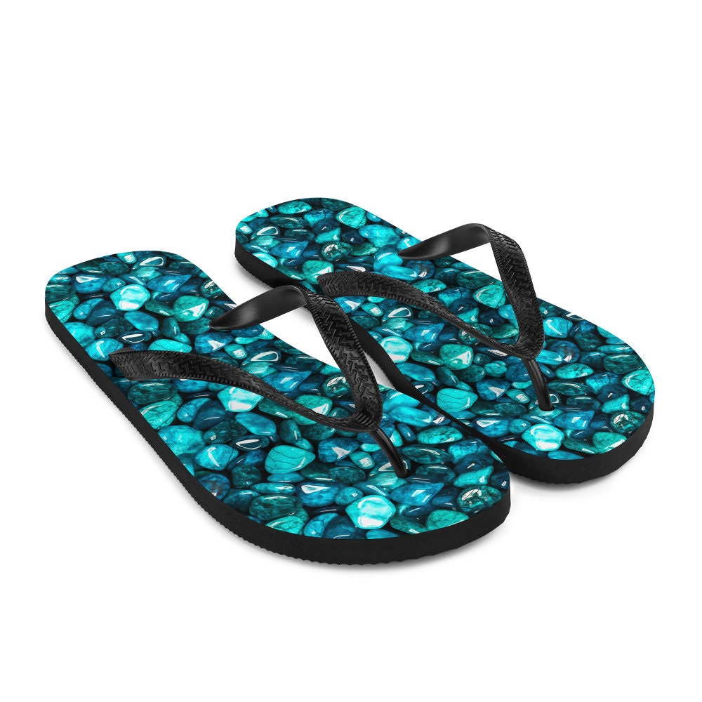 hippieartzone - Protective Turquoise Summer Flip Flops