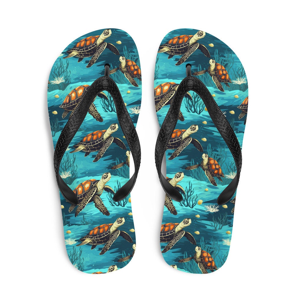 hippieartzone - Sea Turtle Flip Flops