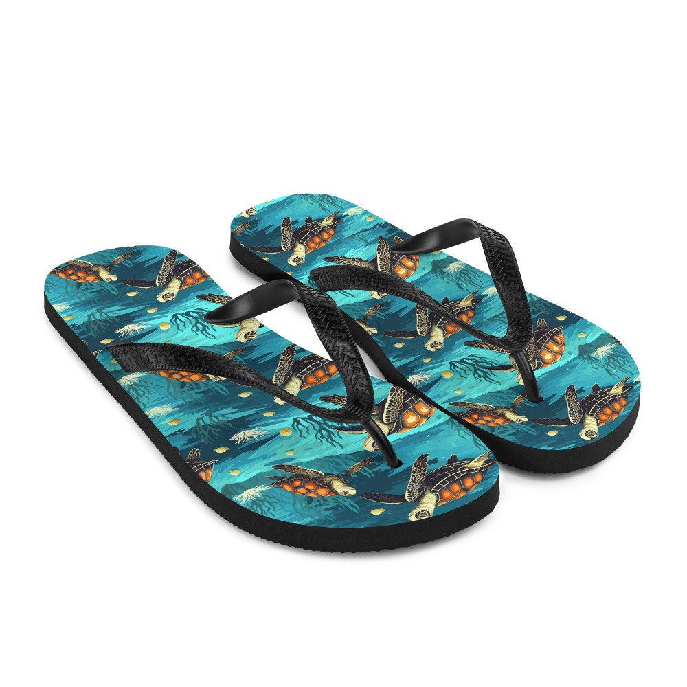 hippieartzone - Sea Turtle Flip Flops