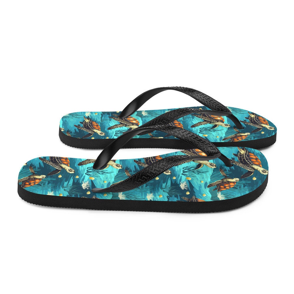 hippieartzone - Sea Turtle Flip Flops
