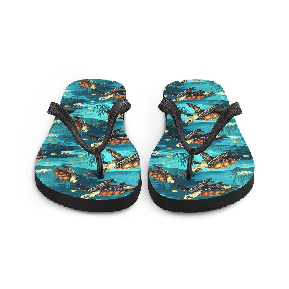 hippieartzone - Sea Turtle Flip Flops