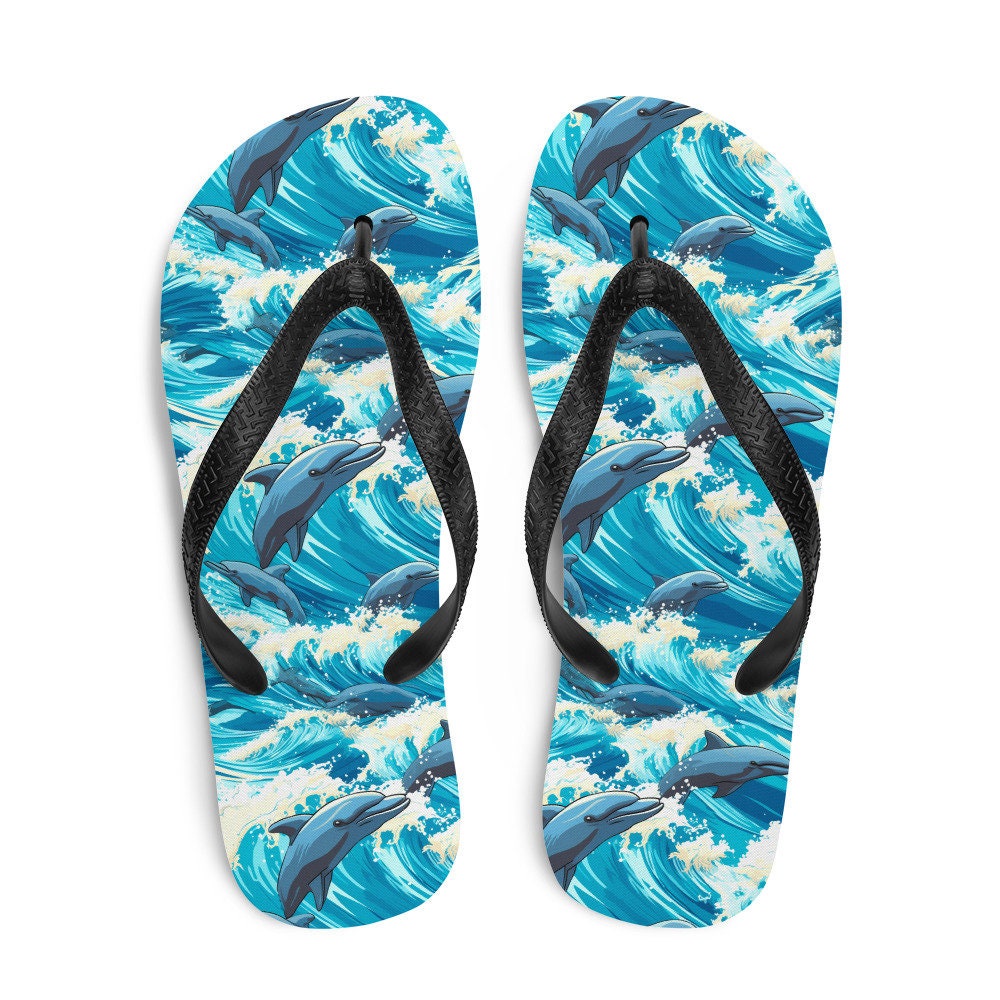 hippieartzone - Playful Dolphin Flip Flops