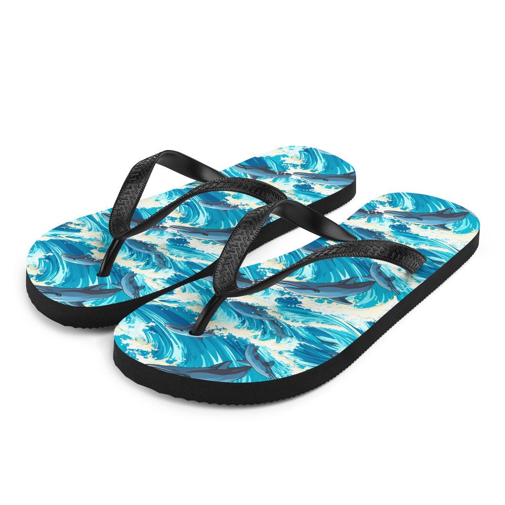 hippieartzone - Playful Dolphin Flip Flops