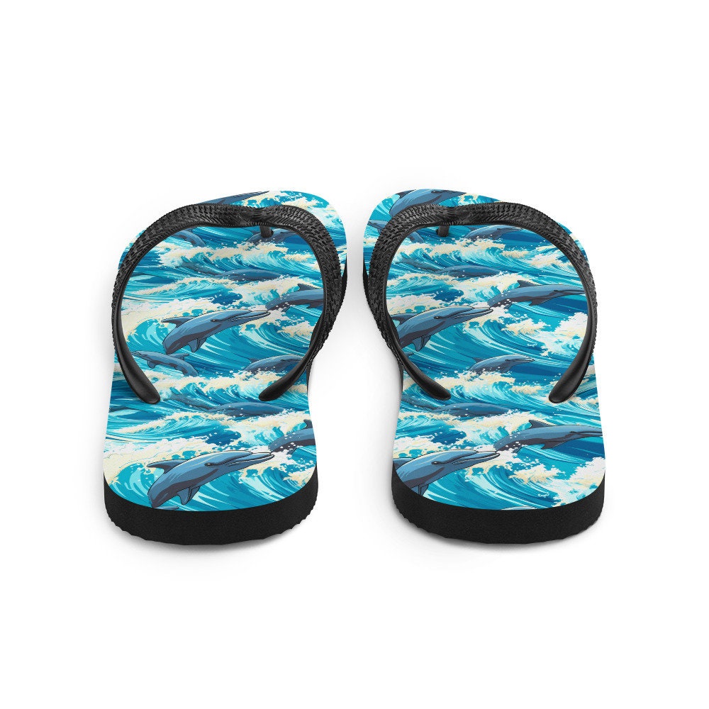 hippieartzone - Playful Dolphin Flip Flops