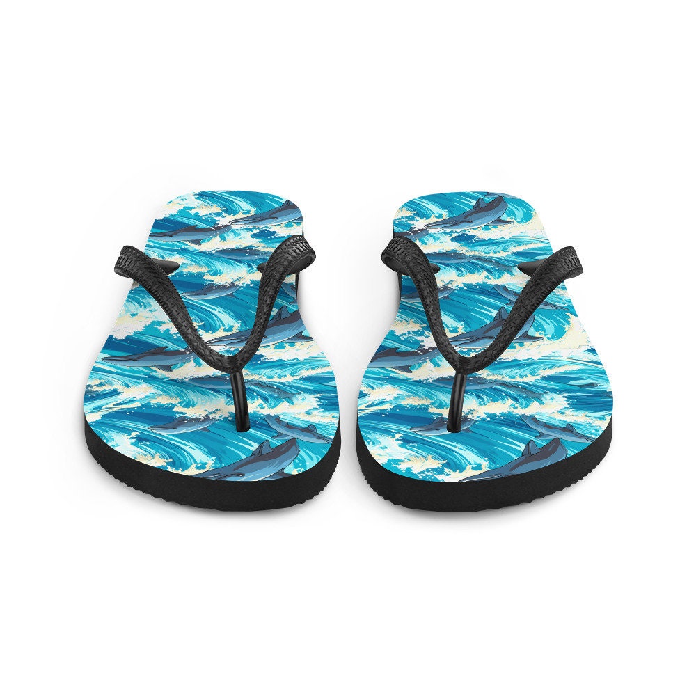 hippieartzone - Playful Dolphin Flip Flops