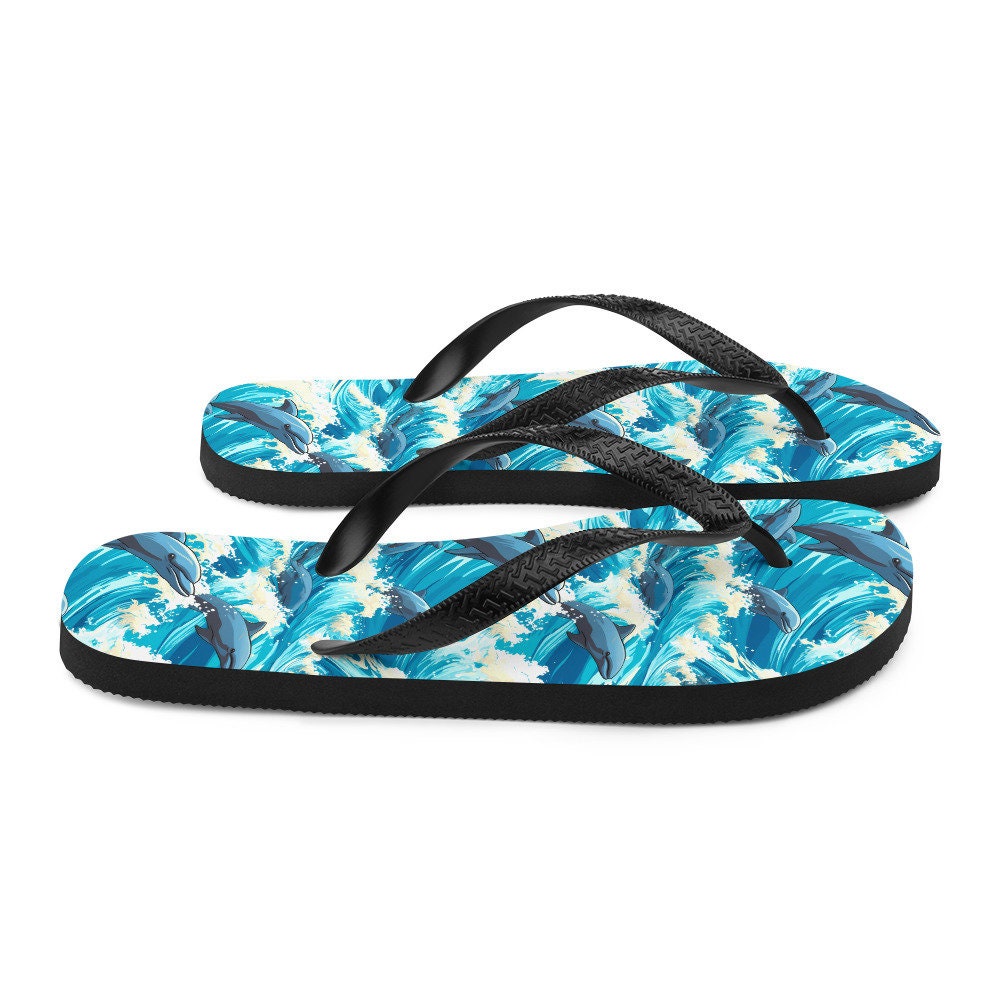 hippieartzone - Playful Dolphin Flip Flops