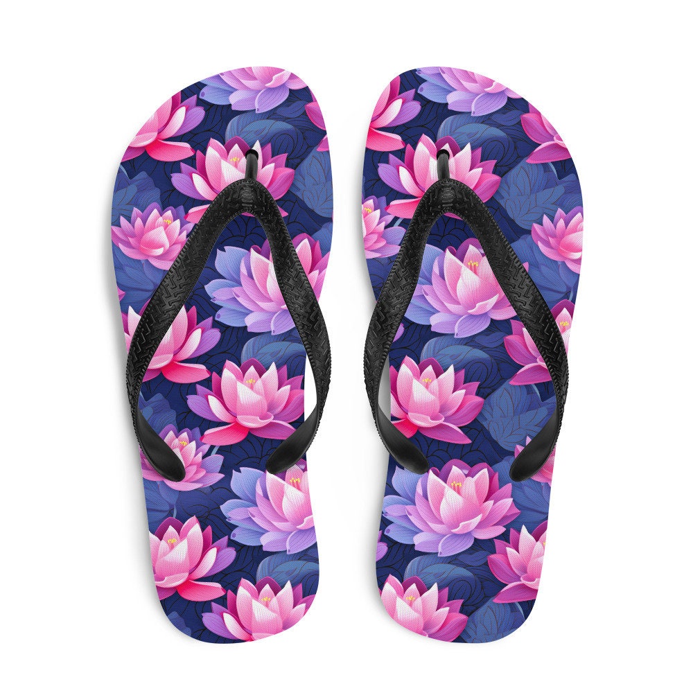 hippieartzone - Pink & Purple Lotus Flip Flops