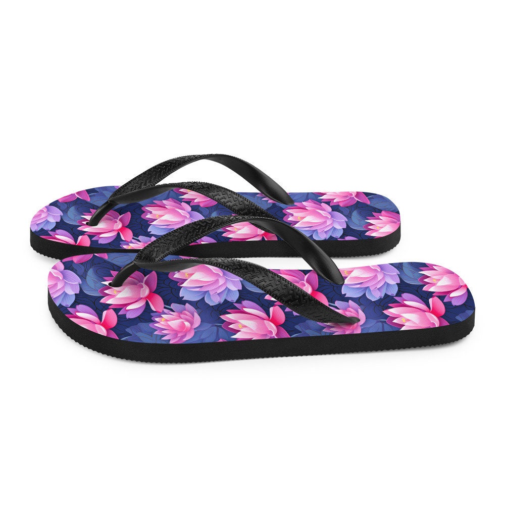hippieartzone - Pink & Purple Lotus Flip Flops
