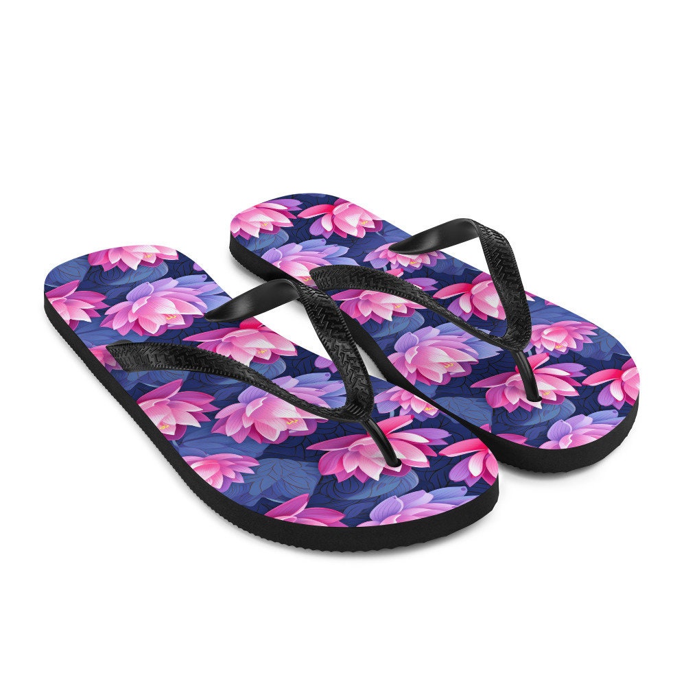 hippieartzone - Pink & Purple Lotus Flip Flops