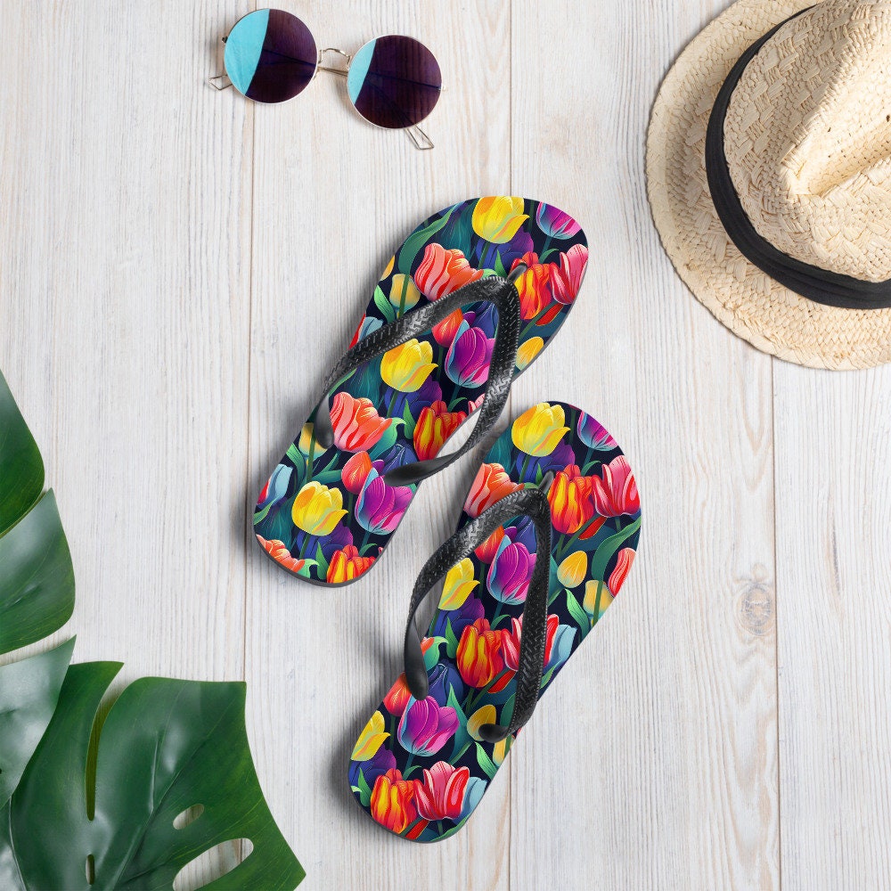 hippieartzone - Multicolor Tulip Flip Flops