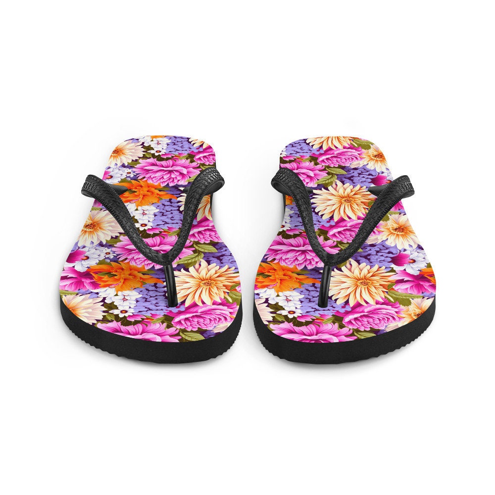 hippieartzone - Multi-Color Floral Flip Flops