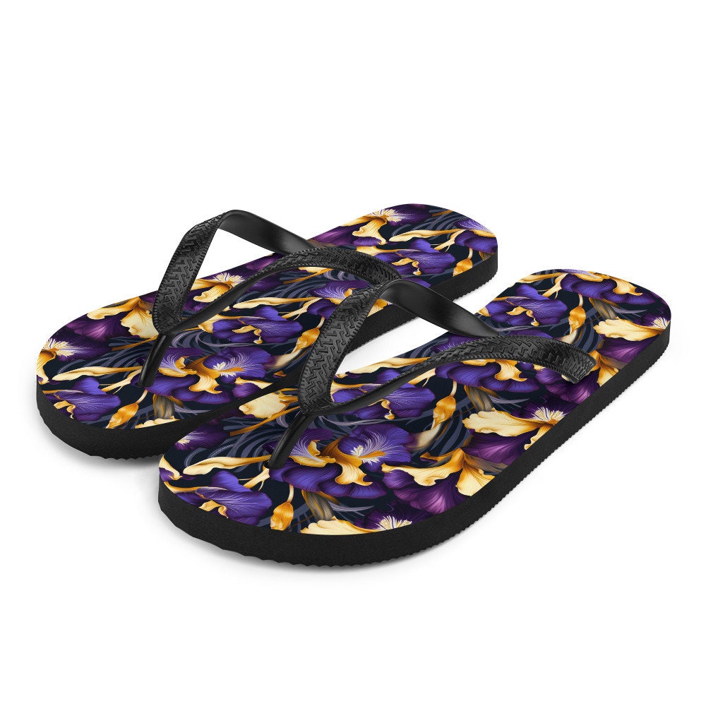 hippieartzone - Purple & Yellow Iris Flip Flops
