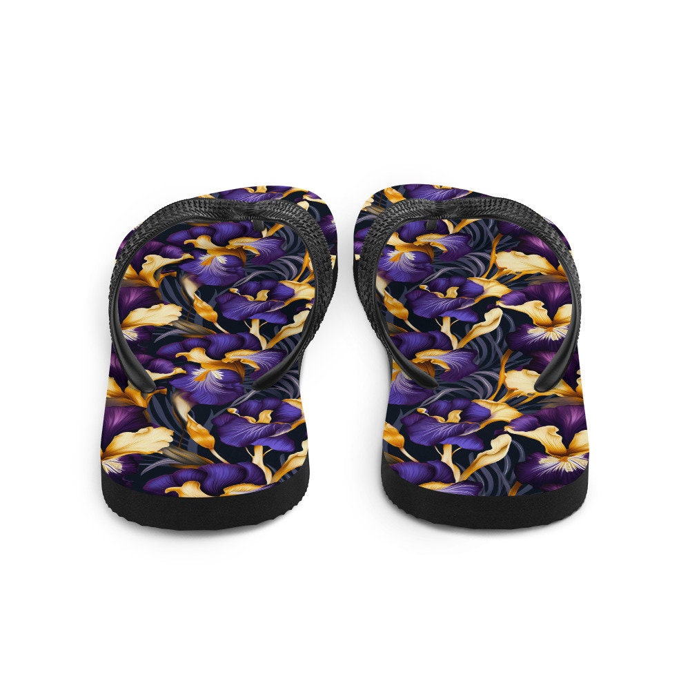 hippieartzone - Purple & Yellow Iris Flip Flops