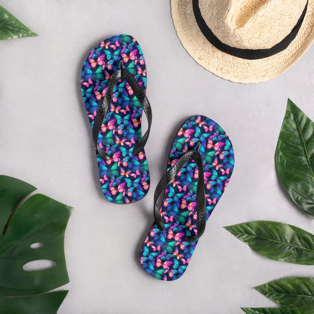 hippieartzone - Iridescent Butterfly Flip Flops