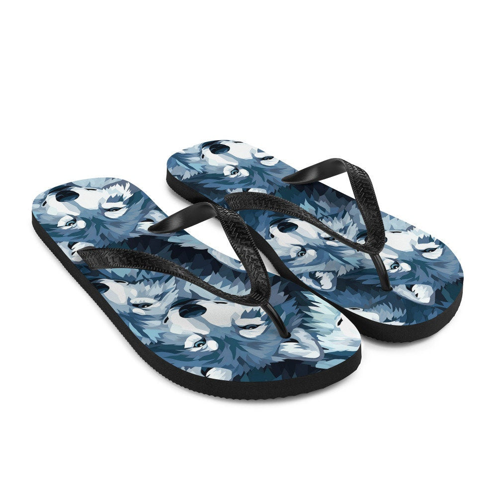 hippieartzone - Gray Wolf Flip Flops