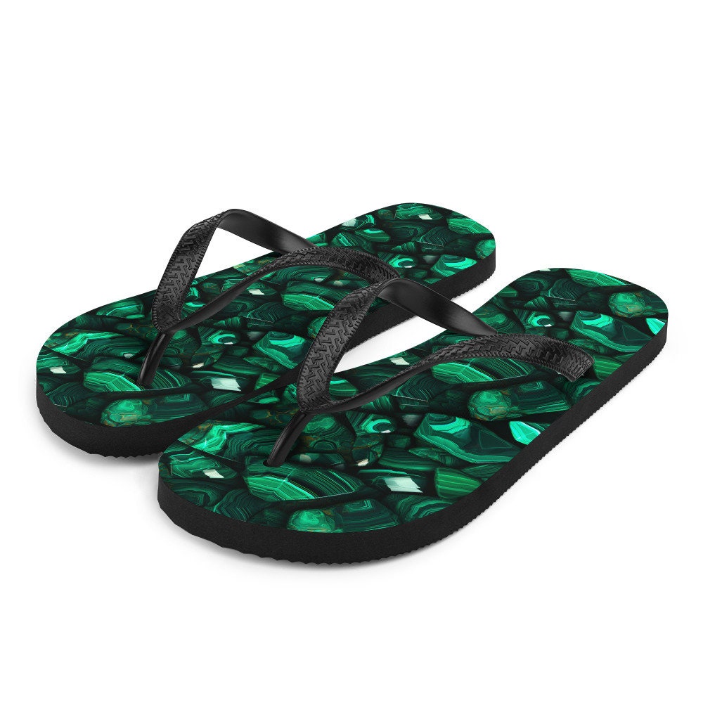 hippieartzone - Malachite Pattern Flip Flops