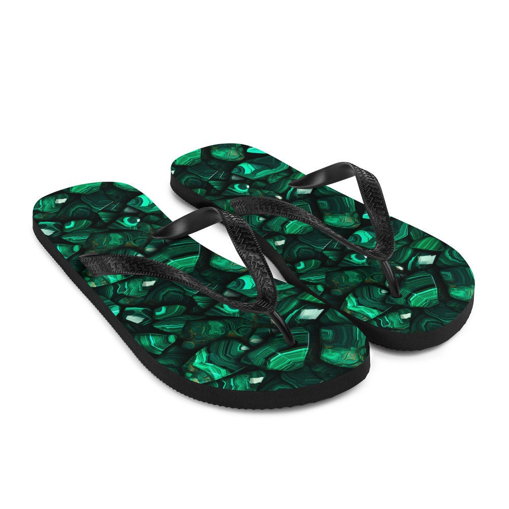 hippieartzone - Malachite Pattern Flip Flops