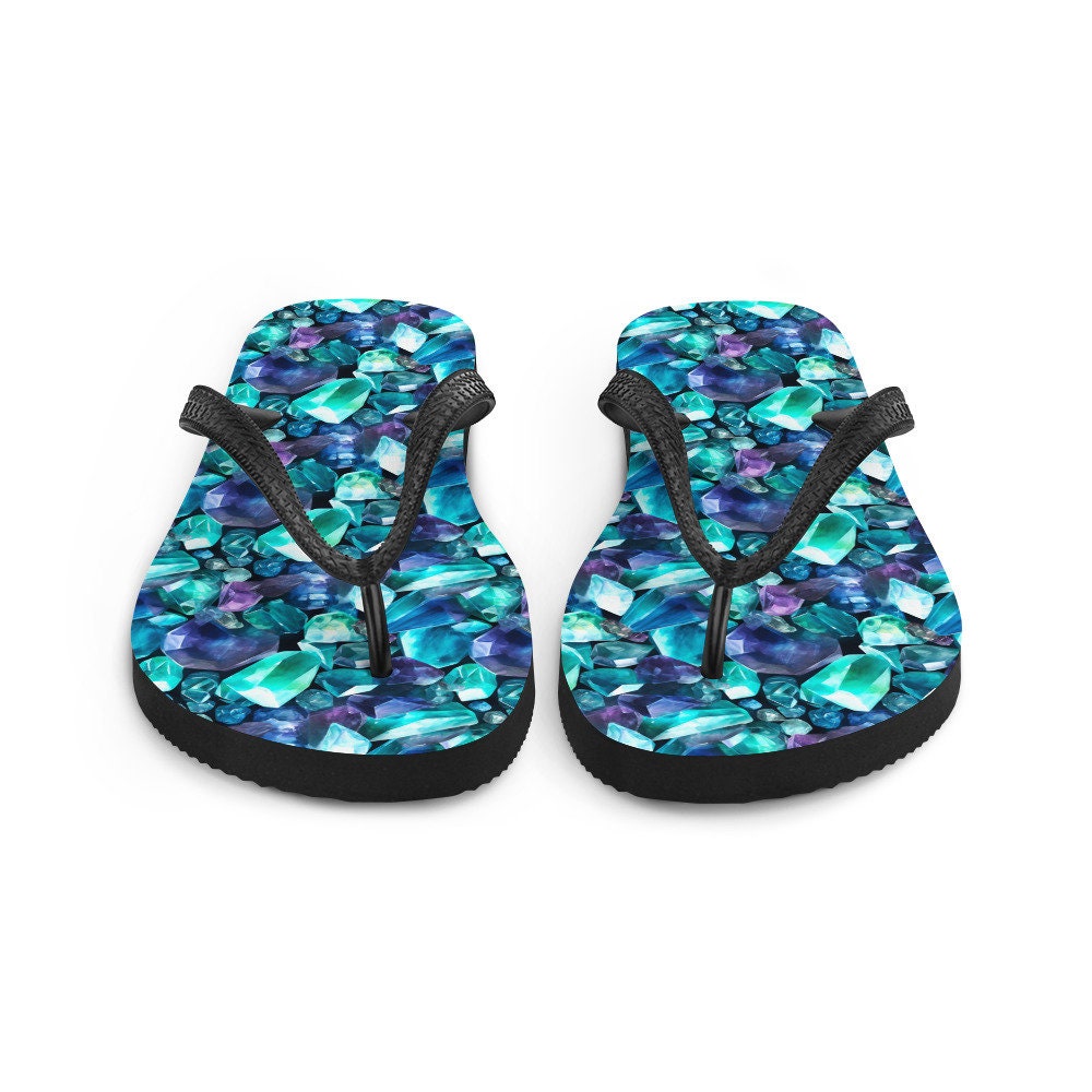 hippieartzone - Fluorite Gemstone Pattern Flip Flops