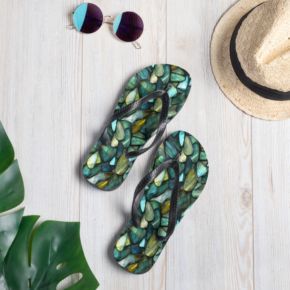 hippieartzone - Labradorite Summer Flip Flops