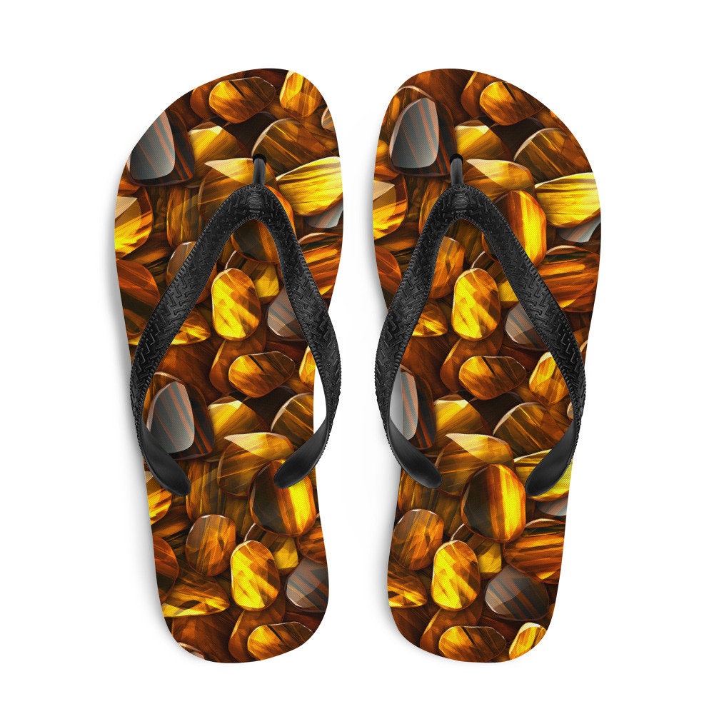 hippieartzone - Bold Tiger&#39;s Eye Flip Flops